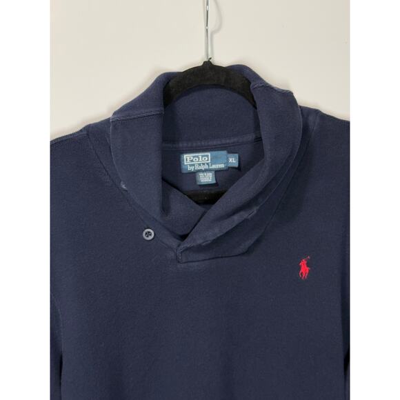 VTG Polo Ralph Lauren Crowl Neck Navy Sweater Casual Preppy Men's Size XL - Picture 7 of 10
